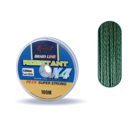 Captain Resistant PE 4 Kat İp Misina 100mt Yeşil
