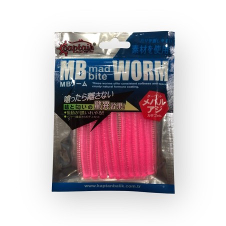 Captain 3523 Mad Bite Eart Worm 8cm Aromalı LRF Silikon Yem 10'lu Set