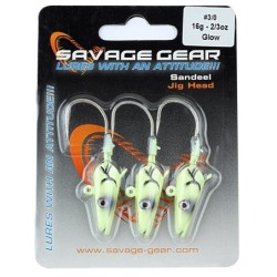 Savage gear Sandeel Jig Head 16g 3/0 - 3pcs Glow Suni Yem 2