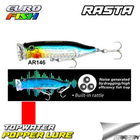 Eurofish Aragon RASTA Popper 70mm 10gr Su Üstü Maket Balık