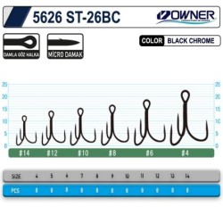 Owner 5626 St-26 Black Chrome Çarpma İğne 2