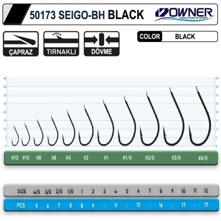 Owner 50173 Seigo-Bh Black: Profesyonellerin Tercihi Yüksek Performanslı Balıkçılık İğnesi