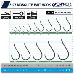 Owner 5177 Mosquito Hook Black Chrome Sinek İğne 2